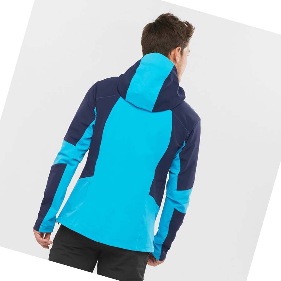 Salomon OUTPEAK SOFTSHELL Kabát Férfi Kék | HU 2368QMA